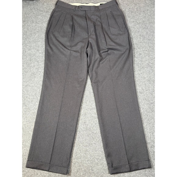 Haggar Other - Haggar Black Label Mens 36x32 Charcoal Grey Double Pleated Cuffed Dress‎ Pants